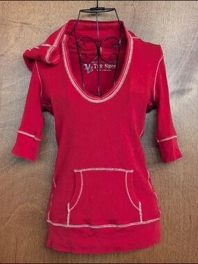 VS Tee Shop V-Neck Hooded Sweatshirt with Front Pocket